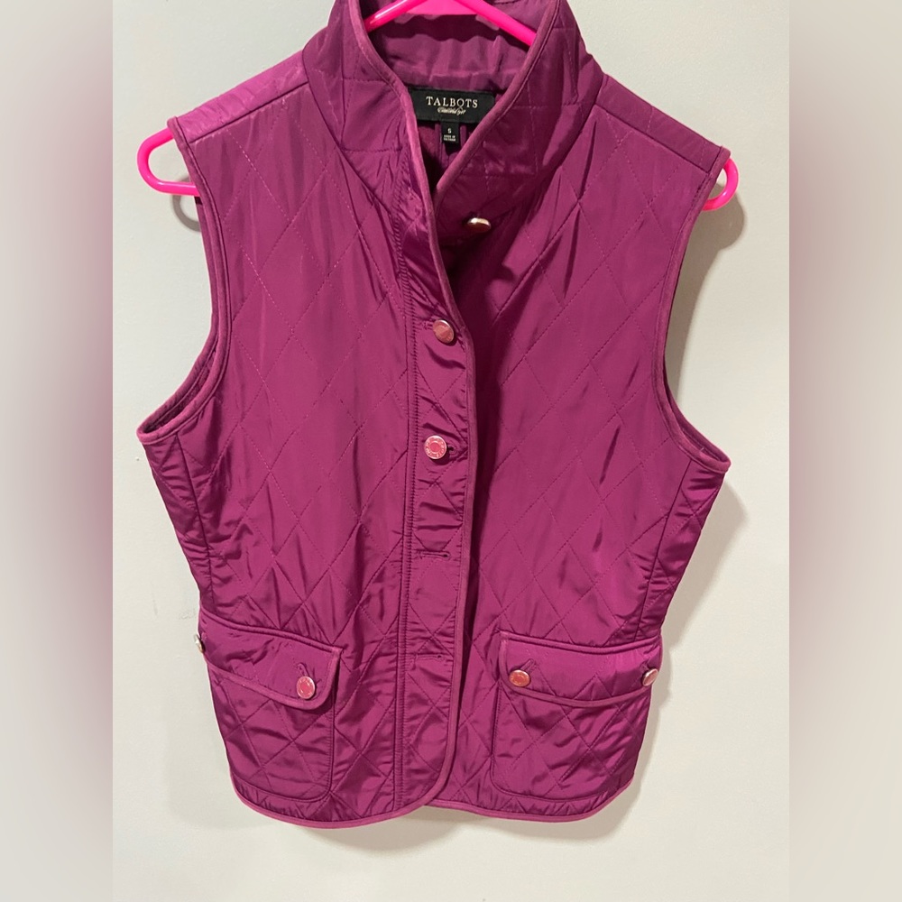 Talbots purple quilted vest size small excellent condition
